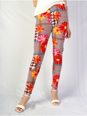 Plus Size Flower Print Stretchy Leggings